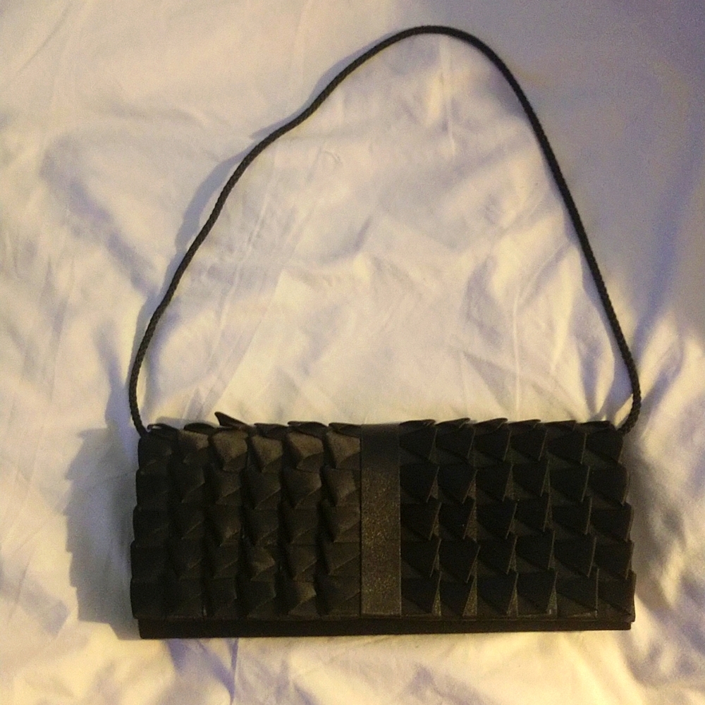 Jessica McClintock black satin cocktail purse
